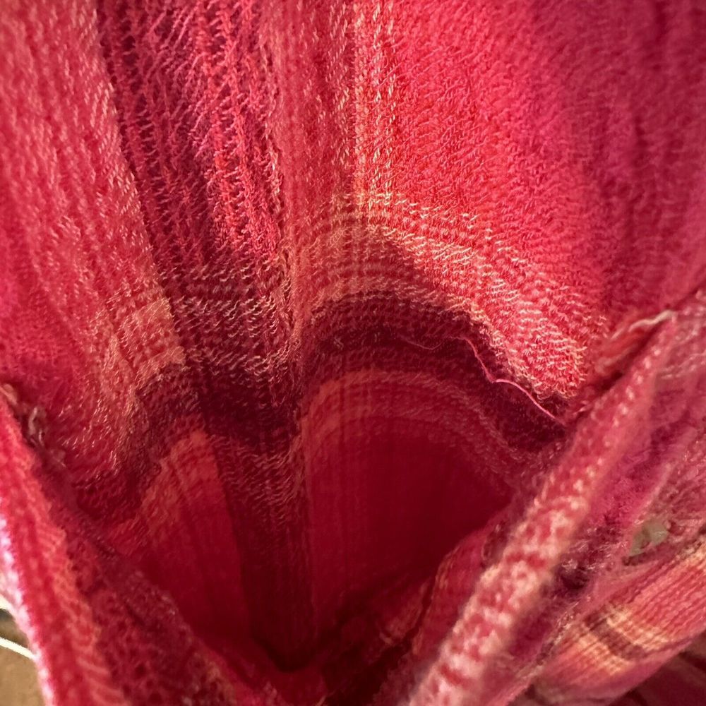 Pilcro Anthropologie Pink Plaid Pockets Crinkle Tunic Button Collared‎ Top XS - Picture 9 of 12